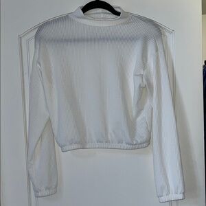 White Ribbed Women's Top